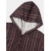 Mens Ethnic Striped Printed Half Buttons Hooded Sweatshirts