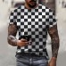 Round neck black and white plaid creative T-shirt HF2214-02-04 Round neck black and white plaid creative T-shirt HF2214-02-04