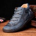 Menico Men’s Leather Soft Hand Sewn Lace  Up Non  Slip Wearable Casual Booties