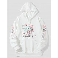 Mens Sakuras Poster Letter Printed Long Sleeve Hoodies