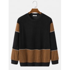 Mens Color Block Contrast Line Detail Long Sleeve Sweatshirts