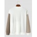 Mens Letter Patch Color Block Round Neck Long Sleeve Sweatshirts