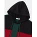 Mens Youthful Color Patchwork Long Sleeve Hooded Sweatshirts