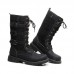 Men Classic Black Biker Boots Metal Buckle Motorcycle Boots